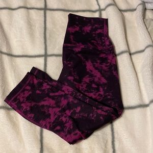 Women’s Lululemon capri leggings. Size 8. Purple tie dye.
